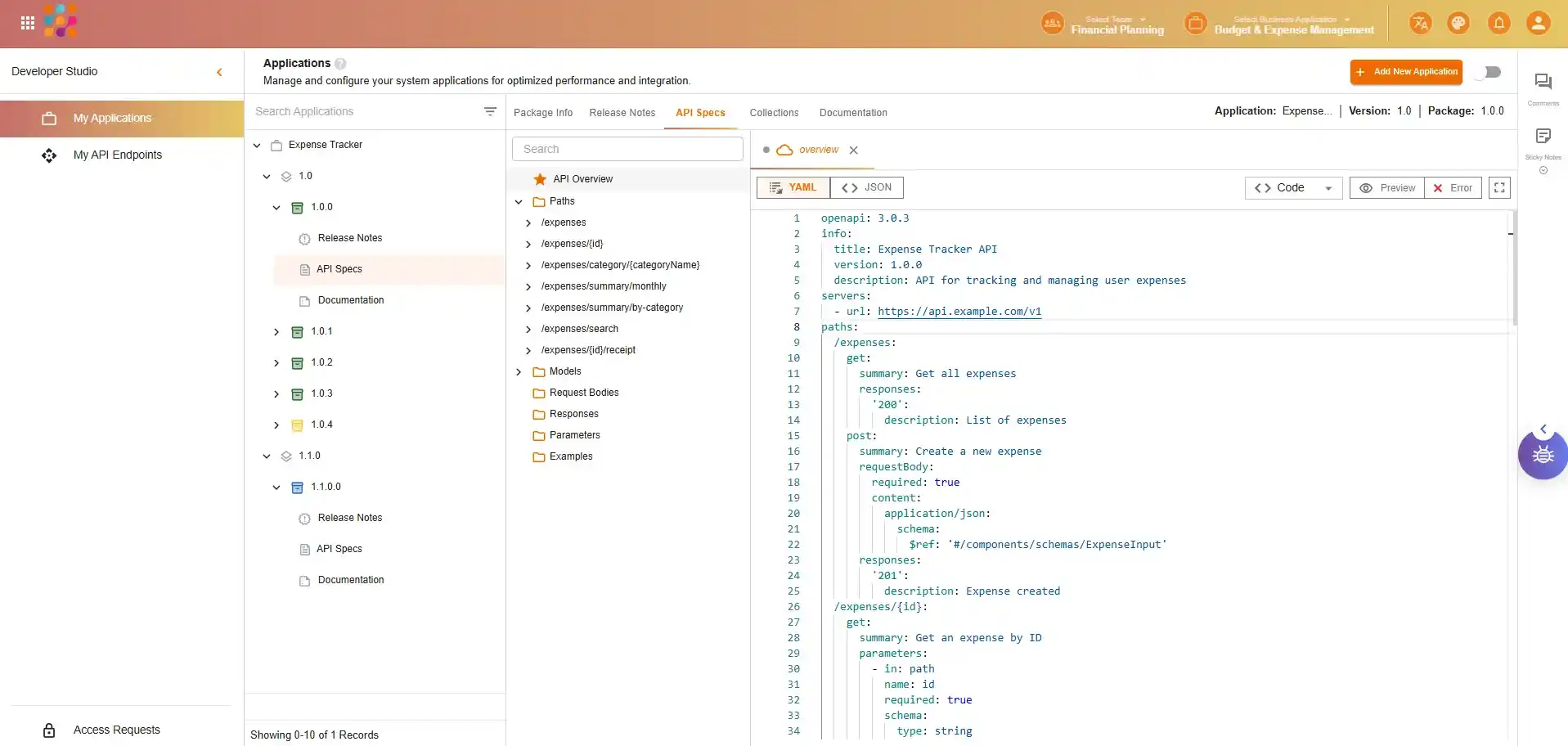 OpenAPISpec Management — screenshot 1